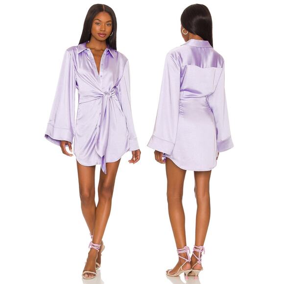 Song of Style Marta Shirt Dress Satin Kimono Sleeve Lavender Fairycore Dainty S - Picture 1 of 15
